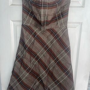 Banana Republic Brown Plaid Strapless Dress